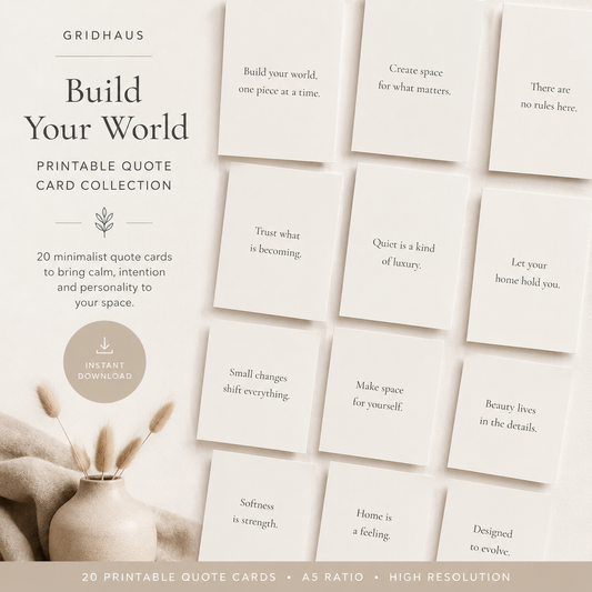 GridHaus Printable Quote Collection | 20 Minimalist Wall Art Prints | Instant Digital Download - GridHaus