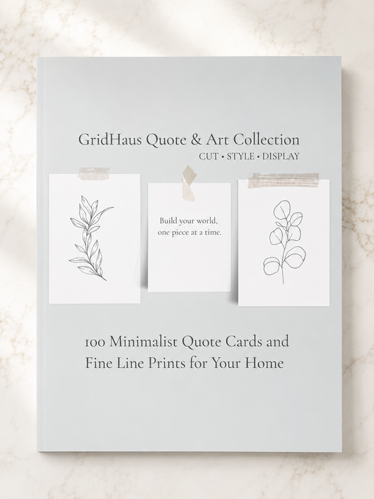 GridHaus Quote & Art Collection — framed quote print styled on a wall grid