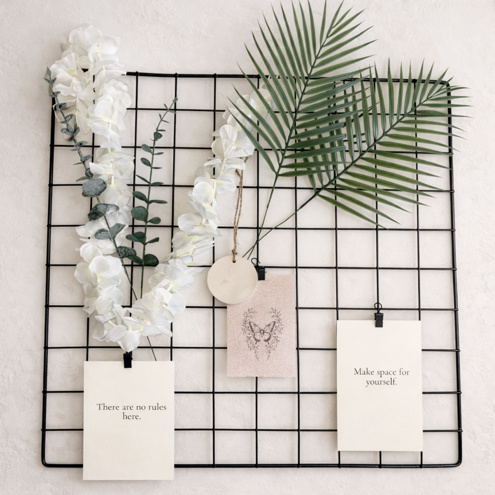 Your Space Your Rules complete wall grid kit with abstract artwork and quote cards